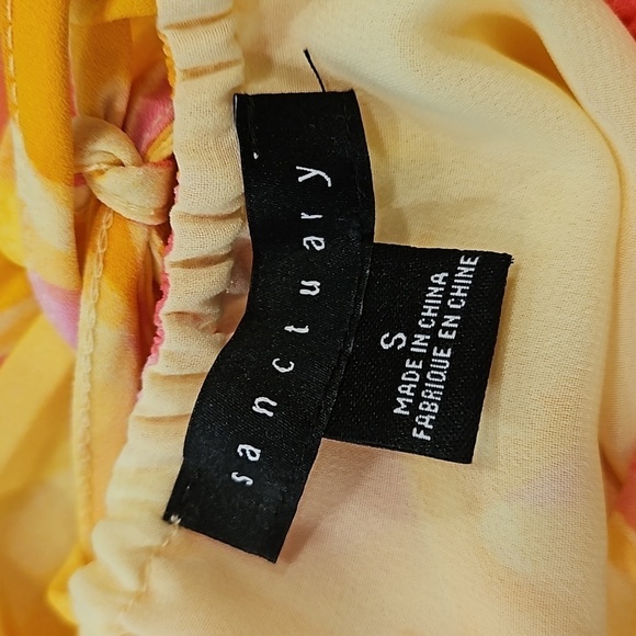 💕SANCTUARY💕 Maxi Dress ~ Yellow Pink Abstract Floral Watercolor Print S NWOT - Picture 7 of 7